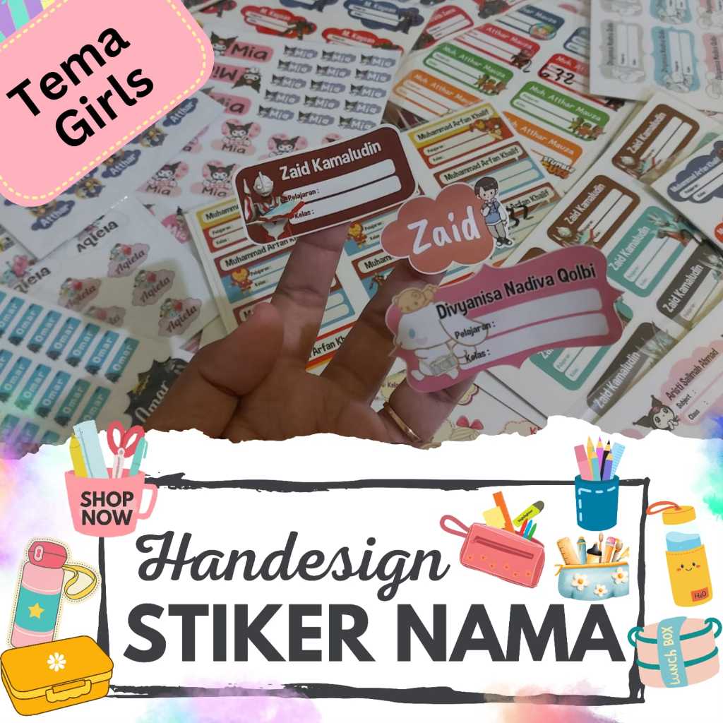 

Stiker Nama Custom Tema Girls (isi 70-80 stiker)