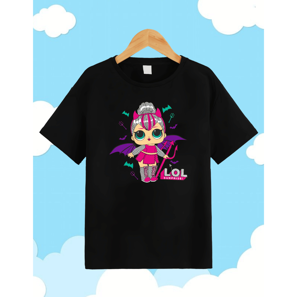 Baju Kaos Anak Baju Kaos Distro Sablon Gambar LOL Vampira Anak Anak Kaos Anak Perempuan / Kaos Anak 