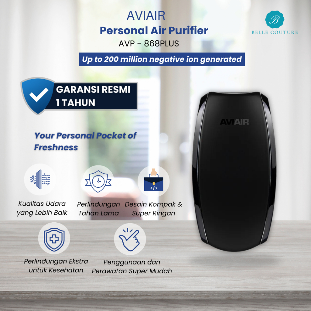 Travopur Aviair Black AVP 868 PLUS - 200 JUTA ION Air Purifier Portable