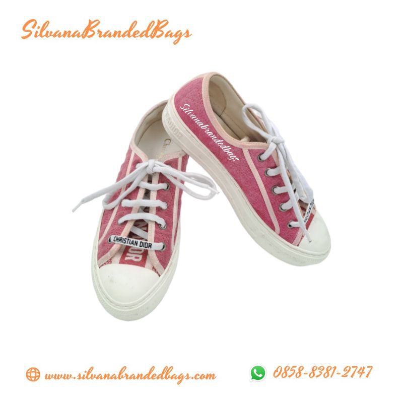 Dior pink quilted canvas and rubber walk'n' Dior low top sneakers sz 36 . Shoes only