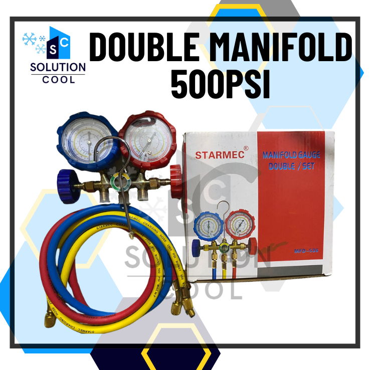 Double Manifold AC Multi 500 - 800psi R22 R32 R410 / Manifold AC Multi