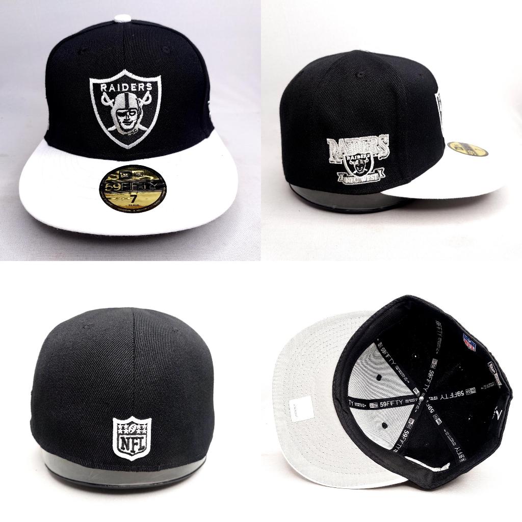 TOPI FITTED NFL RAIDERS HITAM VISOR PUTIH