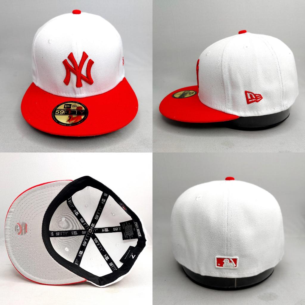 TOPI FITTED MLB NY  PUTIH LOGO MERAH