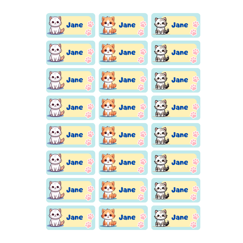 

Label Nama 100pcs/pack (Custom Nama) Tipe Small Cute Cat