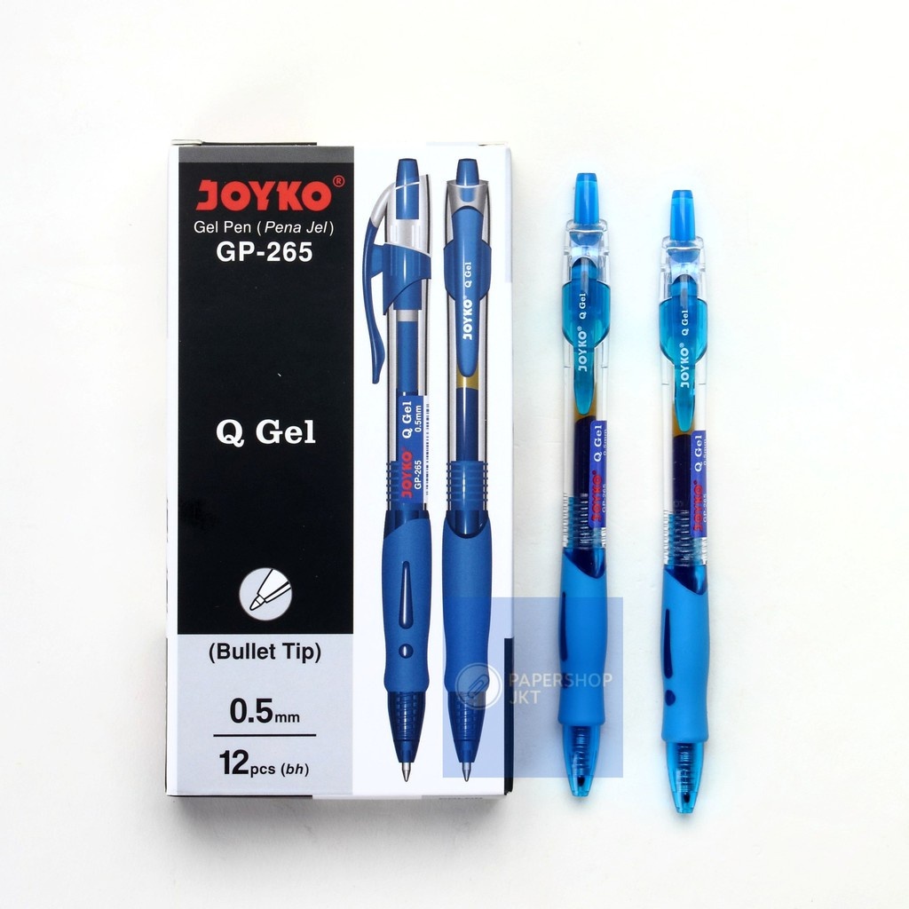 

Pulpen Joyko GP-265 Q Gel Pen / Ballpoint Bolpen Pena Jel 0.5 mm Warna Biru [PER LUSIN]