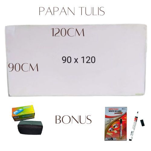 

Papan tulis 90x120cm Whiteboard Besar 2 sisi hitam dan putih