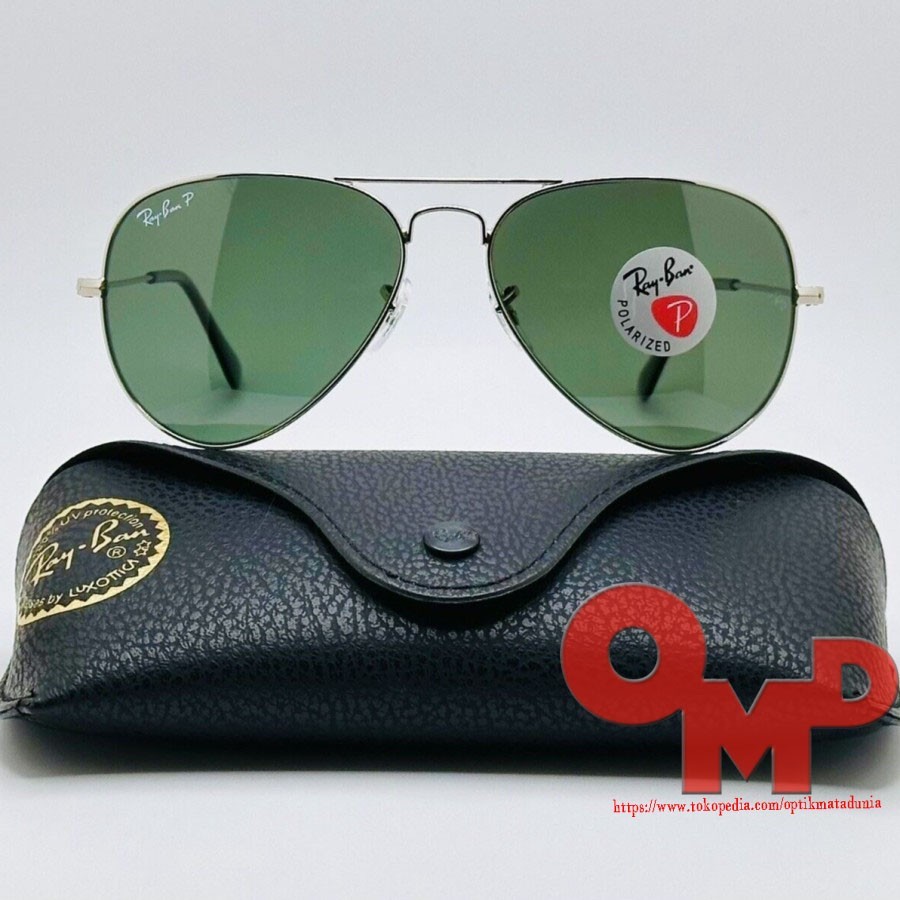 KACAMATA RAYBAN AVIATOR RB3026 SILVER BLACK POLARIZED ORIGINAL