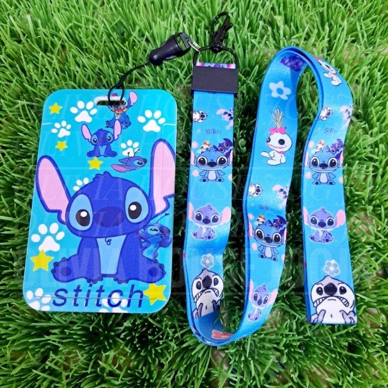 

ID Card Holder Stitch Tali Lanyard Card Holder Stitch Biru Name Tag Stitch Tali Pengait