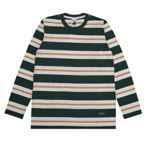 House of Smith PDG Kaos Pria Lengan Panjang - Basic LS Stripe Green White Yellow #2 - T Shirt Long S