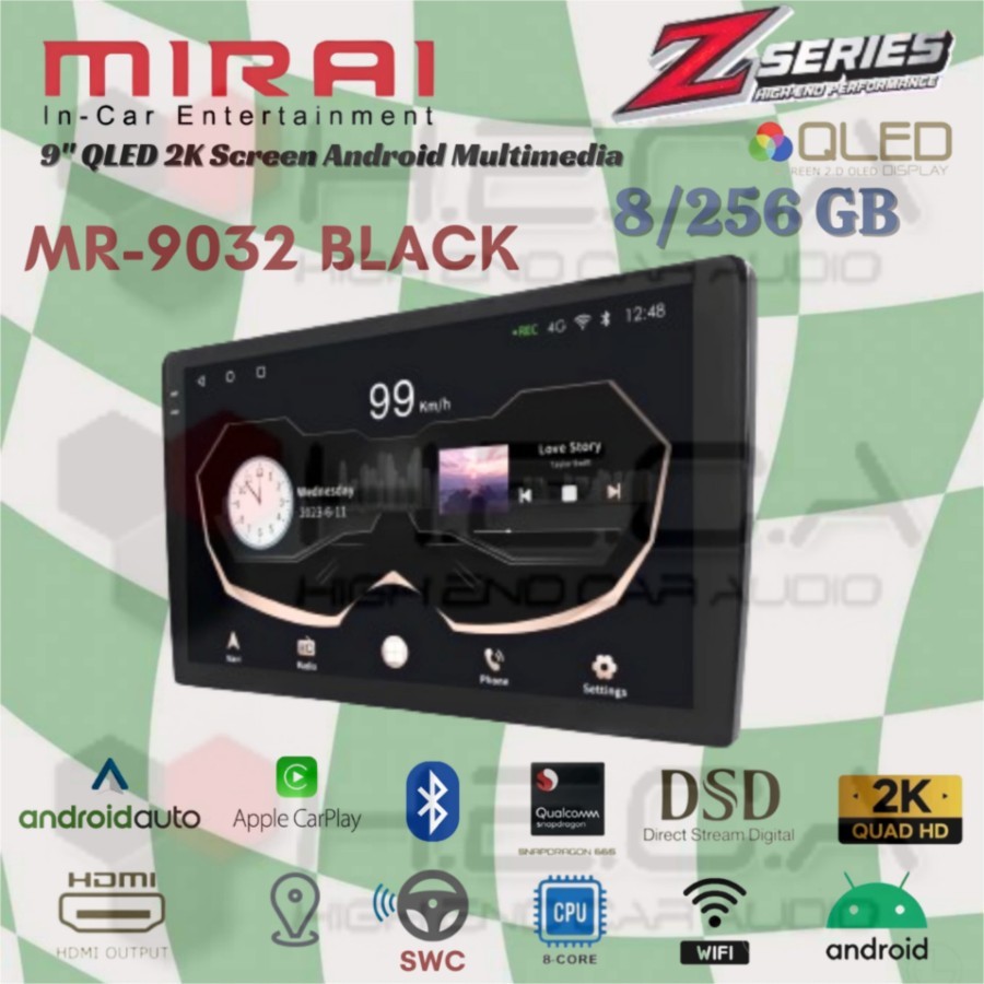Mirai MR-9032 BLACK Z Series 8/256 GB Android 9 Inch Head Unit Tape Mobil