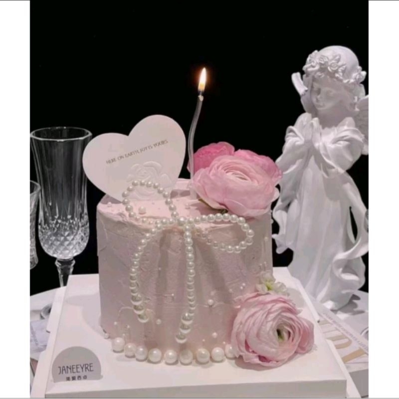 Pearl Bow Topper | Ribbon Pearl Topper | Topper Ribbon White | Topper Pearl White | Topper Kue Pita 