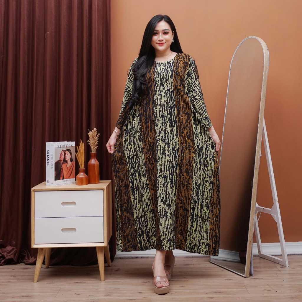 Afika Daster gamis jumbo LONGDRESS CABUTAN PARIS BUSUI LD 130 DASTER BATIK LENGAN PANJANG BUSUI