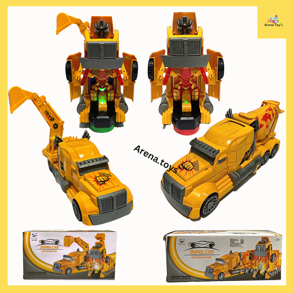 Mainan Anak Truk Konstruksi Truk Excavator / Molen Bisa Berubah Menjadi Robot