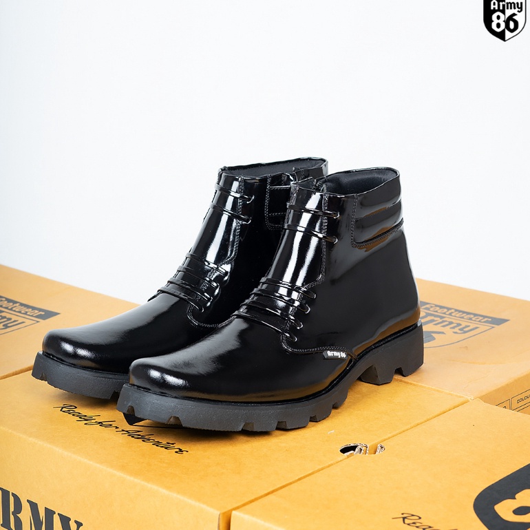 KODE U97L Army86 Sepatu PDH Navy warna Hitam mengkilap