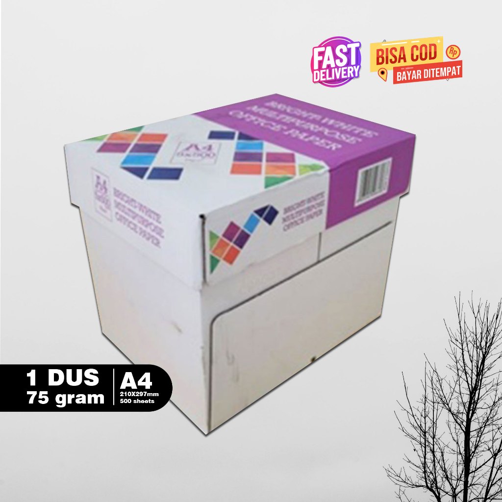 

Kertas HVS A4 Merk BMO 1 dus 5 rim (2.500 lembar), Kertas Putih Bersih