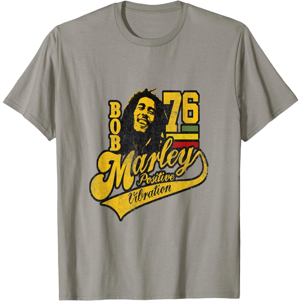 Baju Dewasa Bob Marley Positive Vibrations Soccer T-Shirt Fashion Pakaian Atasan Kaos Laki Pria Wani