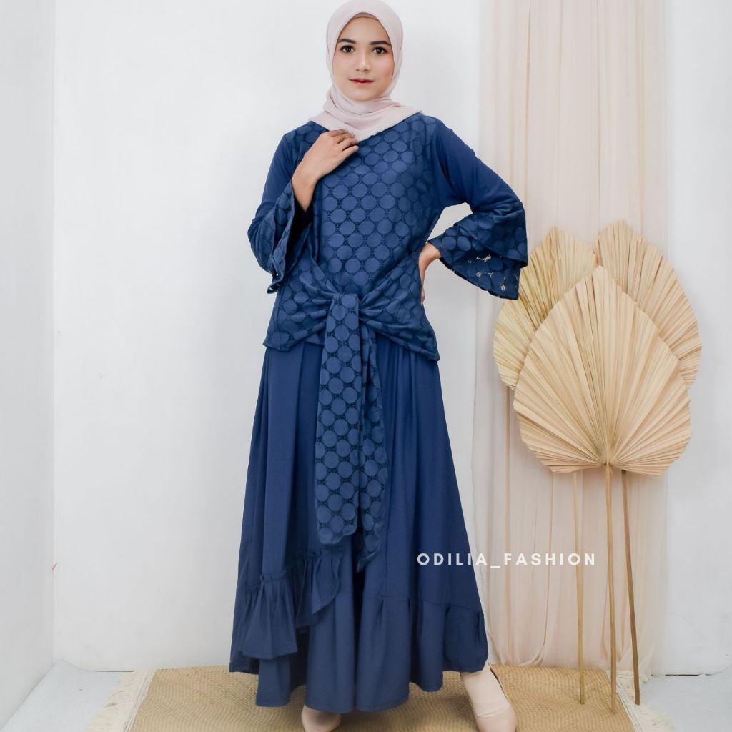 Gamis Aliyah Brokat Navy / Gamis Pesta / Dress Pesta / Gamis Brokat