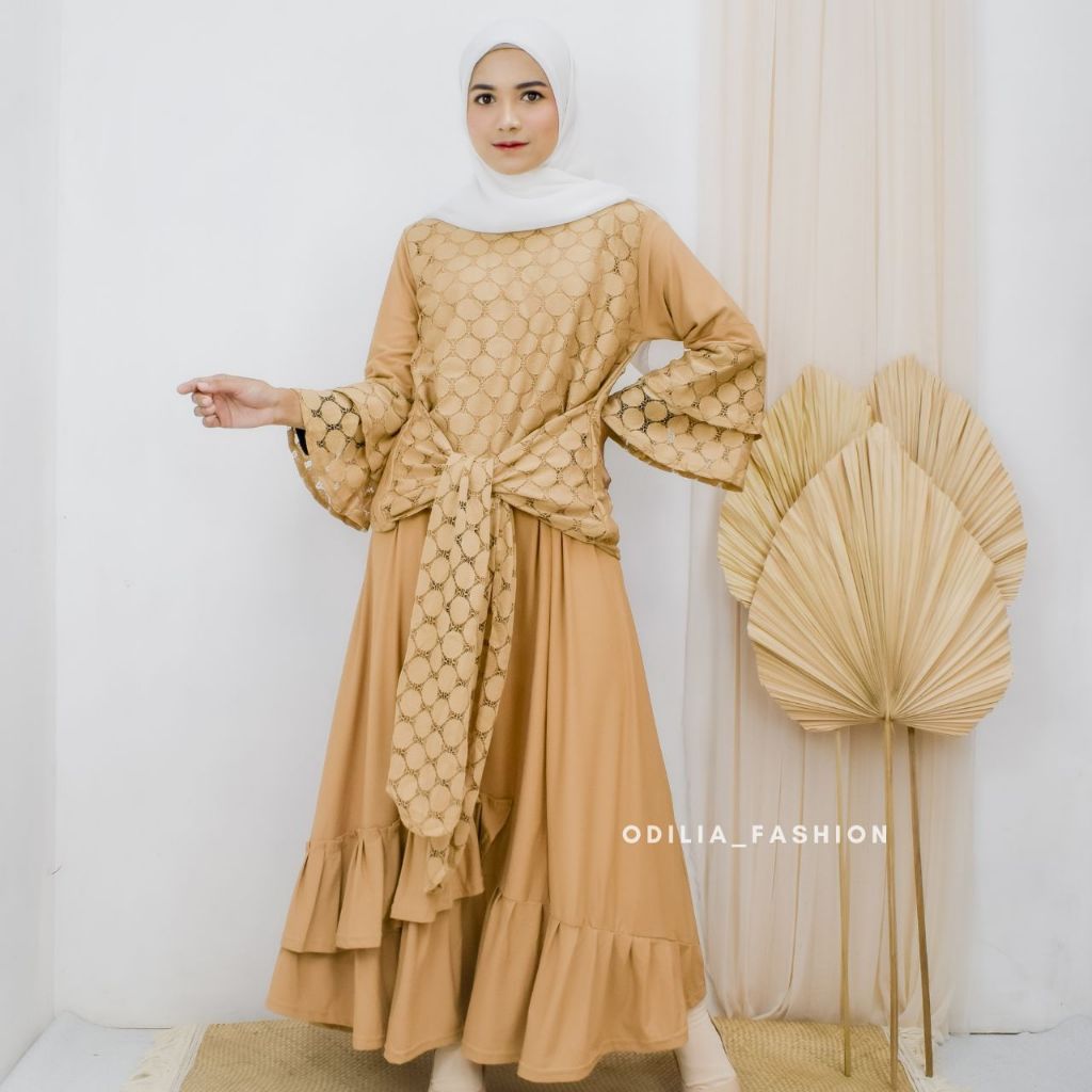 Gamis Aliyah Brokat Gold / Gamis Pesta / Dress Pesta / Gamis Brokat