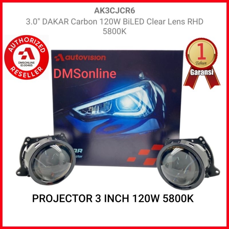 Led Projector 3 Inch 120W Retrofit Dakar Carbon Autovision Garansi