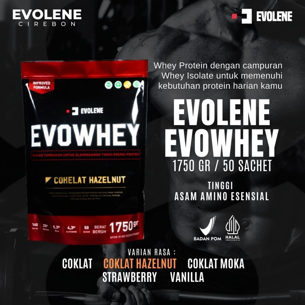 EVOLENE EVOWHEY COKLAT HAZELNUT 1750gr / 50sachet | HALAL & BPOM