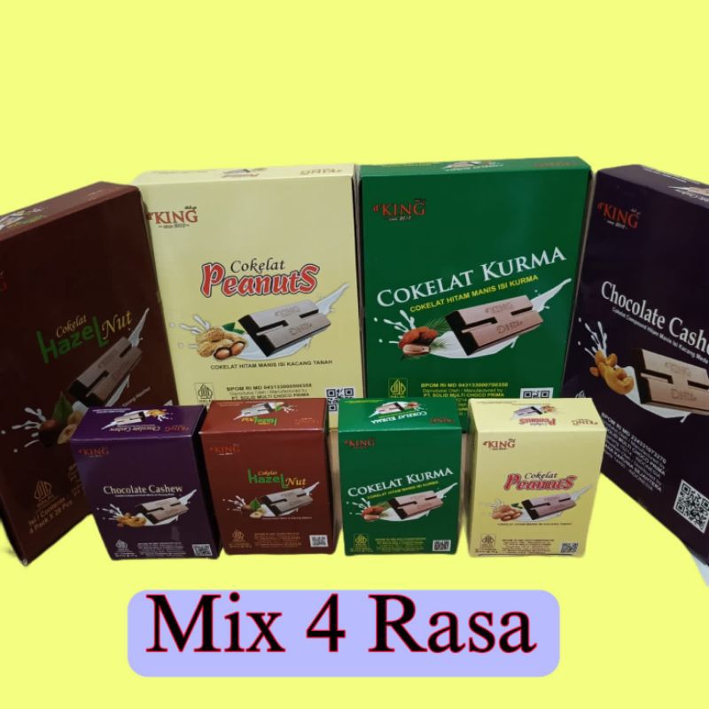 

COKLAT MIX CASHEW HAZELNUT KURMA PEANUTS 1 DUS ISI 4 PACK Cokelat d'KING