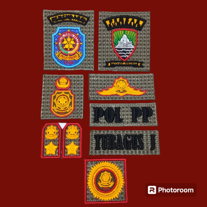 Atribut SatPol PP Motif/Bad Pol Pp Motif/Perlengkapan Atribut Satpol Pp Timbul Bordir+Pengeras