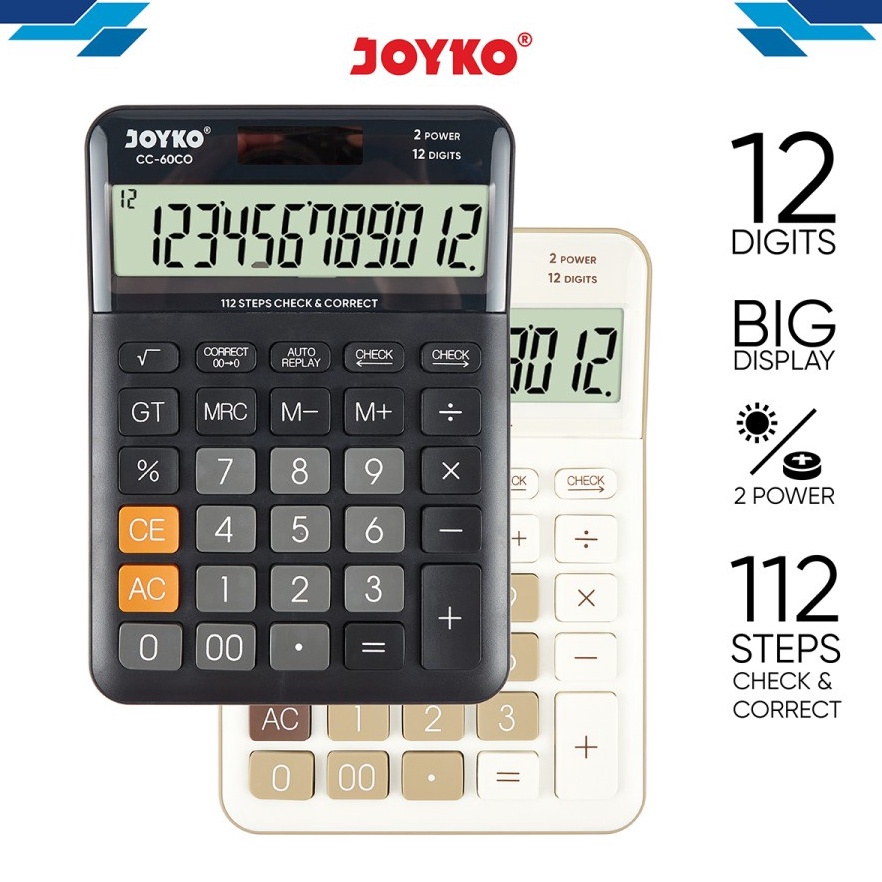 

PRODUK TREND Kalkulator Meja JOYKO CC 6CO Calculator Check Correct Big LCD 12 Digit Cek Ulang