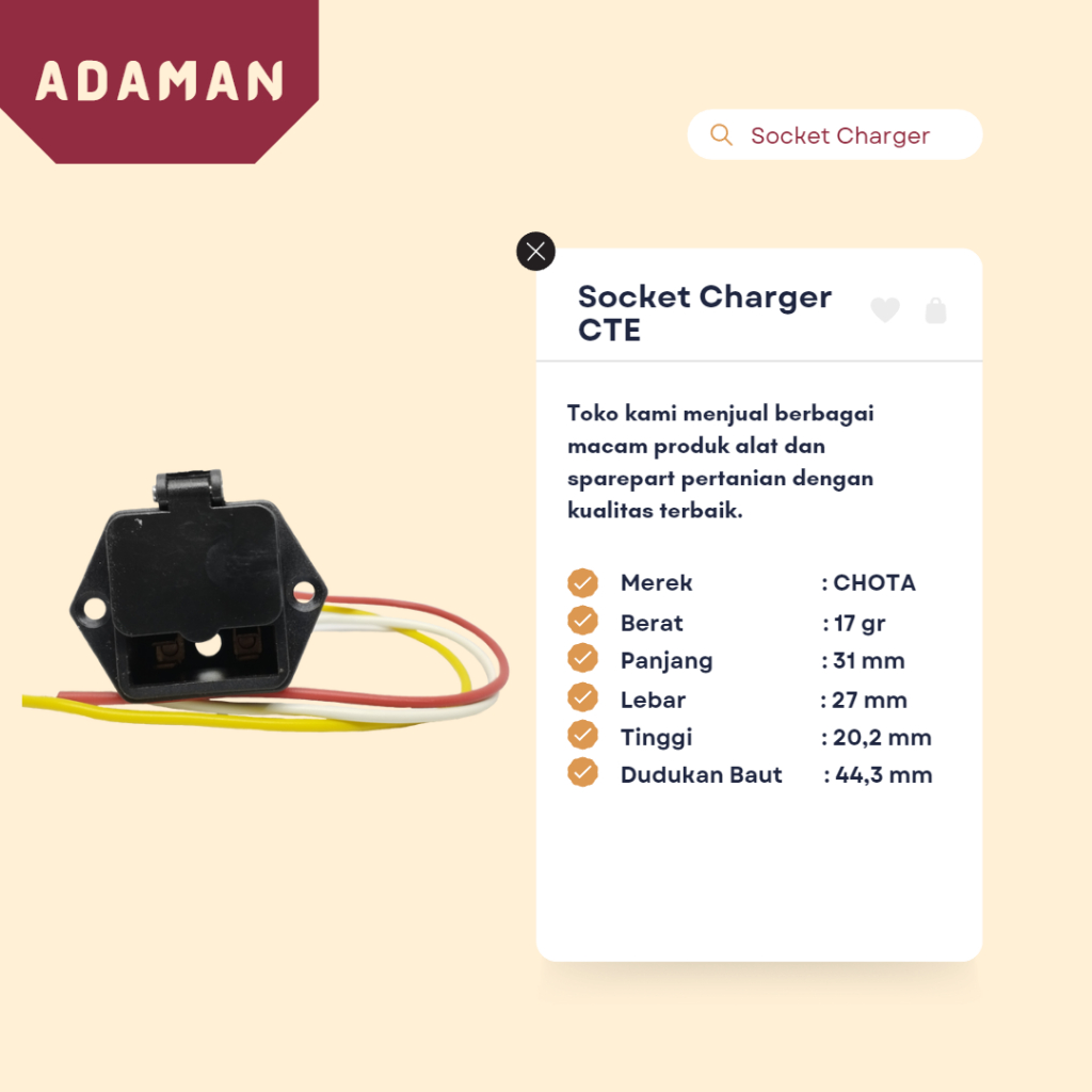 Socket charger /Rumah charger Sprayer Elektrik CHOTA