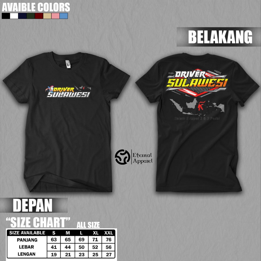 DTF | Kaos Driver Sulawesi Tshirt Unisex | Kaos Driver Muda | Baju Sulawesi