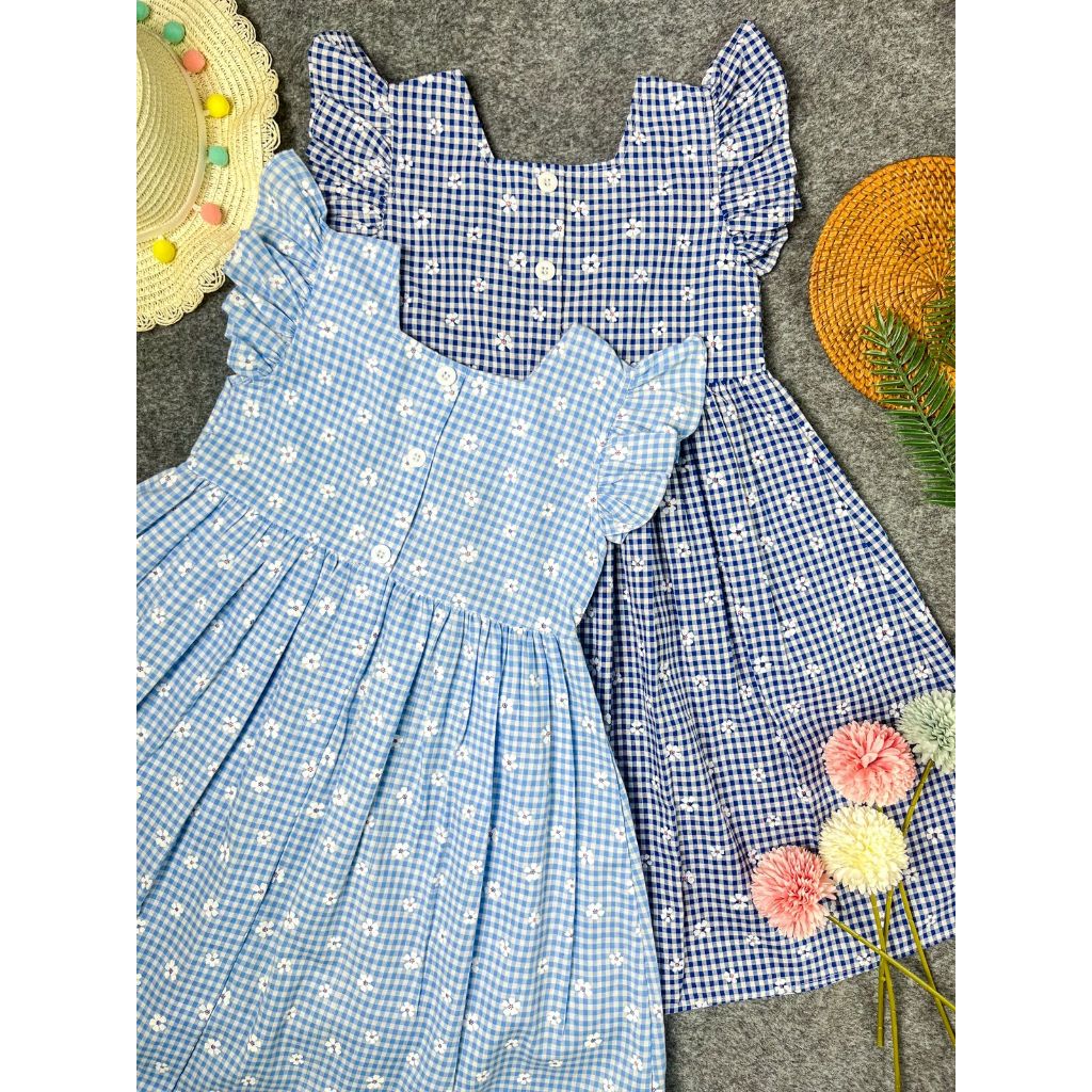 OK Jimmedy.id - 45 Jasmine Dress / Dress Anak Perempuan Motif Kotak Bunga Bahan Katun Usia 3 - 7