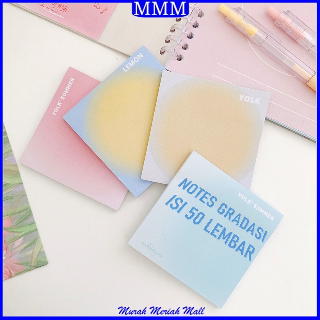 

MMM Memo Tempel Gradasi Warna-Warni 50Lembar Sticky Notes Gradasi Lucu Polos 50 Lembar Tempelan Kertas Catatan Memo Bookmark Notepad Alat Tulis Kantor Sekolah