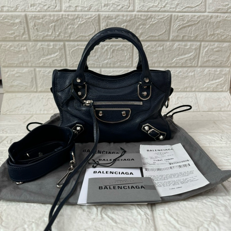 Preloved Balenciaga Mini City Metallic Edge Blue SHW