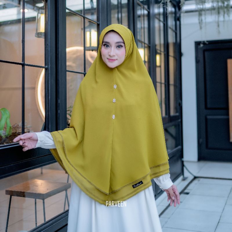 Khimar Parveen Picot 2 Layer Pet Antem - Kerudung Khimar Premium Instan