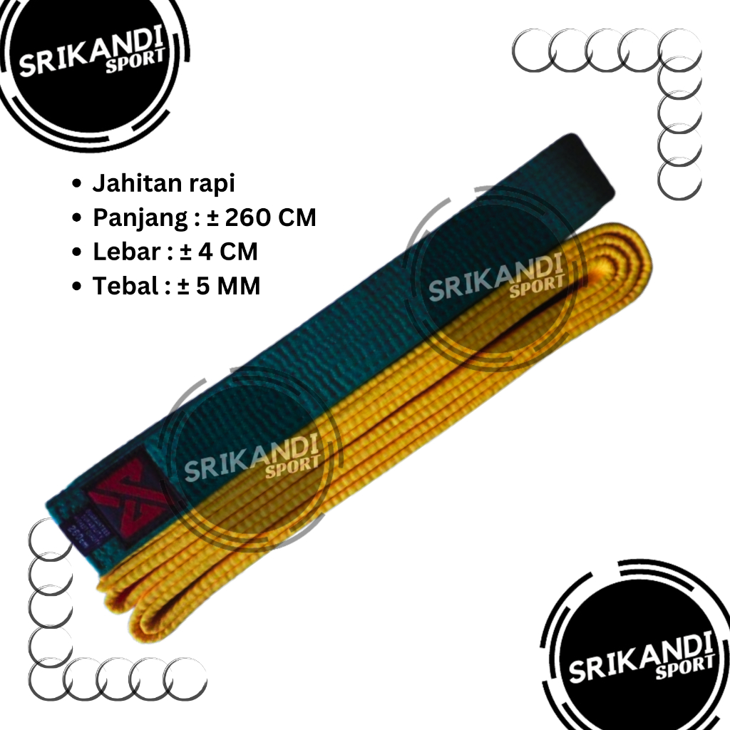 Sabuk Taekwondo Kuning / Hijau TEBAL Sabuk Karate 260 CM Sabuk Beladiri Jujitsu Karate Jiujitsu BJJ 