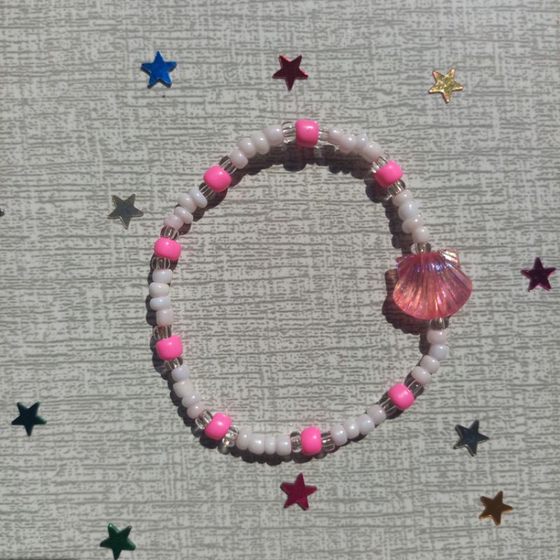 Gelang manik-manik kerang pink | Gelang manik-manik pink aesthetic