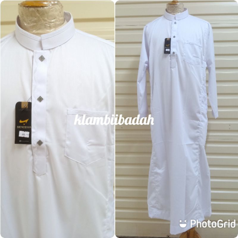 Gamis Putih Benzema 686 Pria Panjang Polos