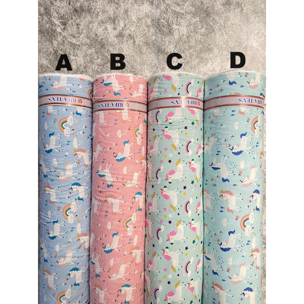 kain katun rayon viscose motif karakter kuda poni terbaru best seller