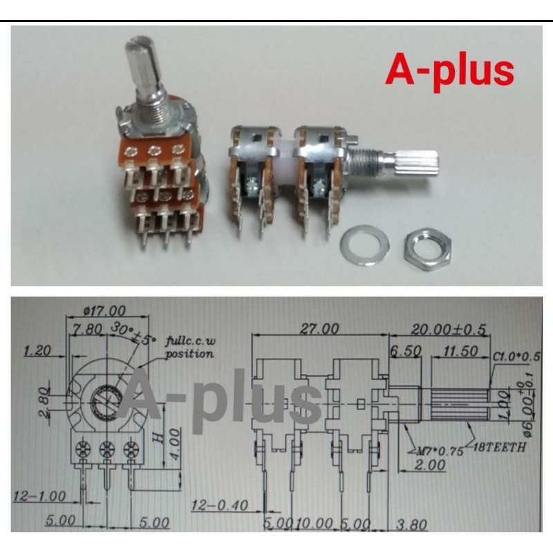 Potensio double tipe B 50k, 20k, 100k Aplus A+