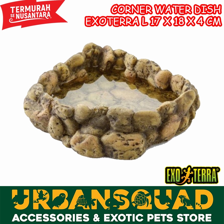Exoterra Corner Water Dish Tempat Wadah Minum Hewan Reptil Kura Kadal Gecko Panana