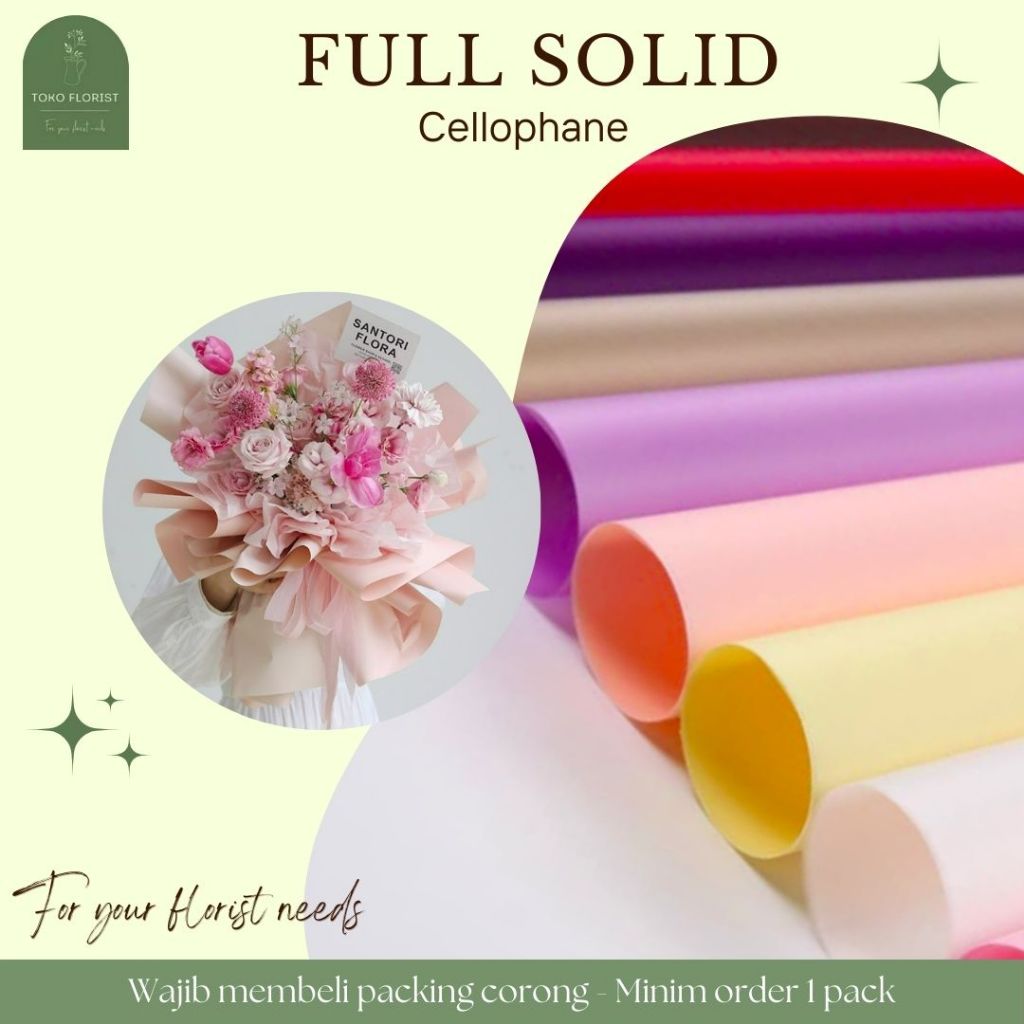 

GROSIR Kertas buket bunga cellophane FULL COLOR SOLID isi 20 Lembar
