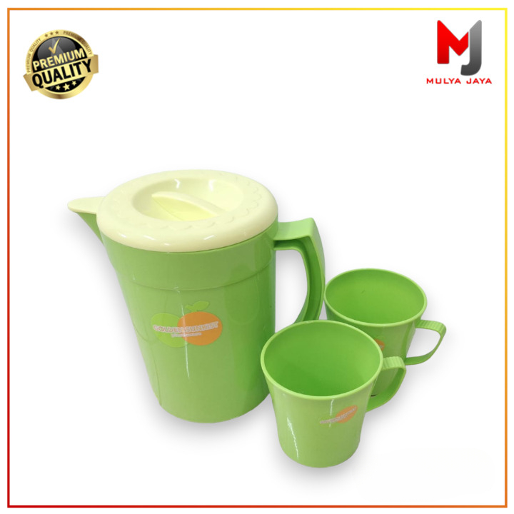 Golden Sunkist Paket Hemat Teko Plastik Kecil Dan Gelas Minum 2Pcs Mulya Jaya