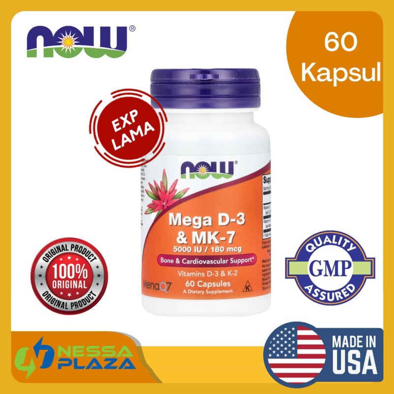 NOW MEGA D-3 MK-7 5000 IU 180 MCG FOODS FOOD D3 MK7 K2 K-2 Vitamin 60