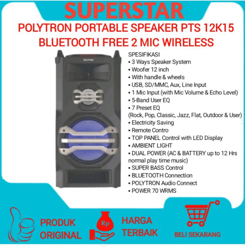 Speaker Active Polytron PTS-2K15 USB BLUETOOTH