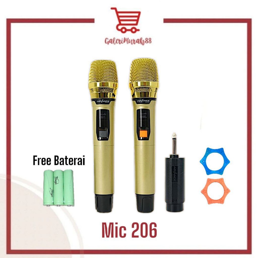 ADVANCE Professional Microphone MIC-206 Mic Wireless Mikrofon Bluetooth Gold