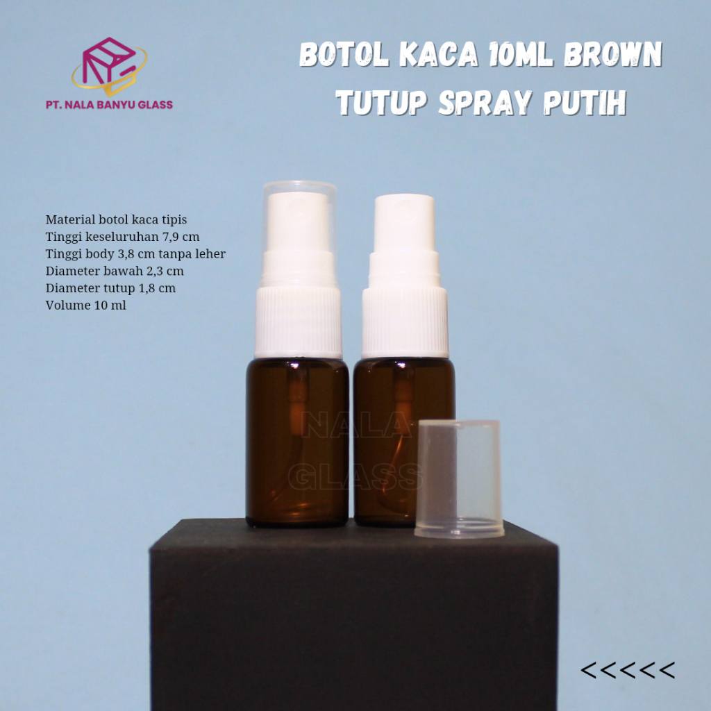 botol kaca coklat 10ml tutup spray / botol spray 10ml kaca