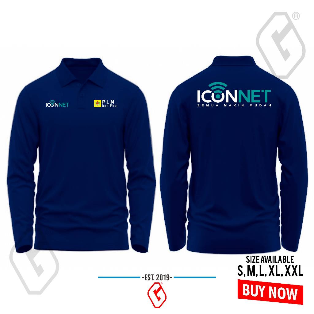 polo shirt pln icon plus iconnet longsleeve / baju kerah pln icon plus iconnet panjang