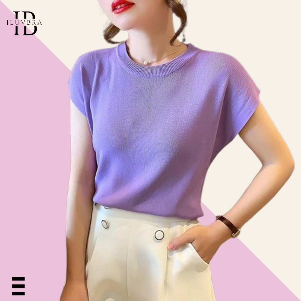 CUCI GUDANG BJ1629 Baju Atasan Inner Rajut Knitwear Tanpa Lengan Manset Buntung Wanita Blouse