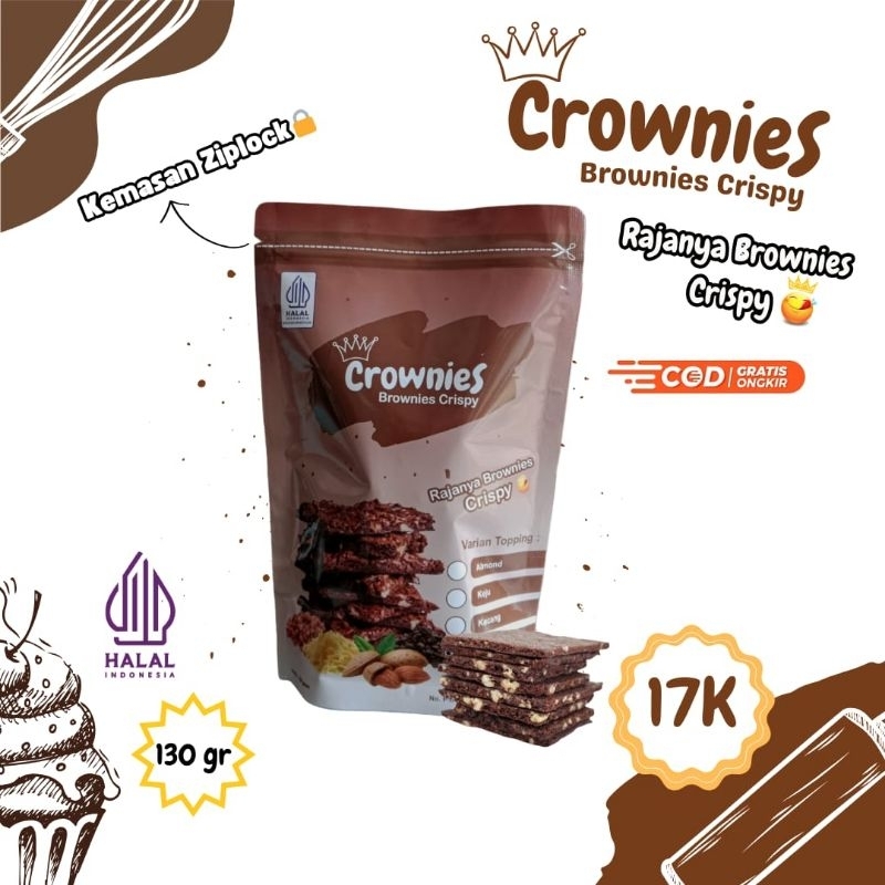 

Brounis crownies crispy varian rasa, gurih renyah crispy