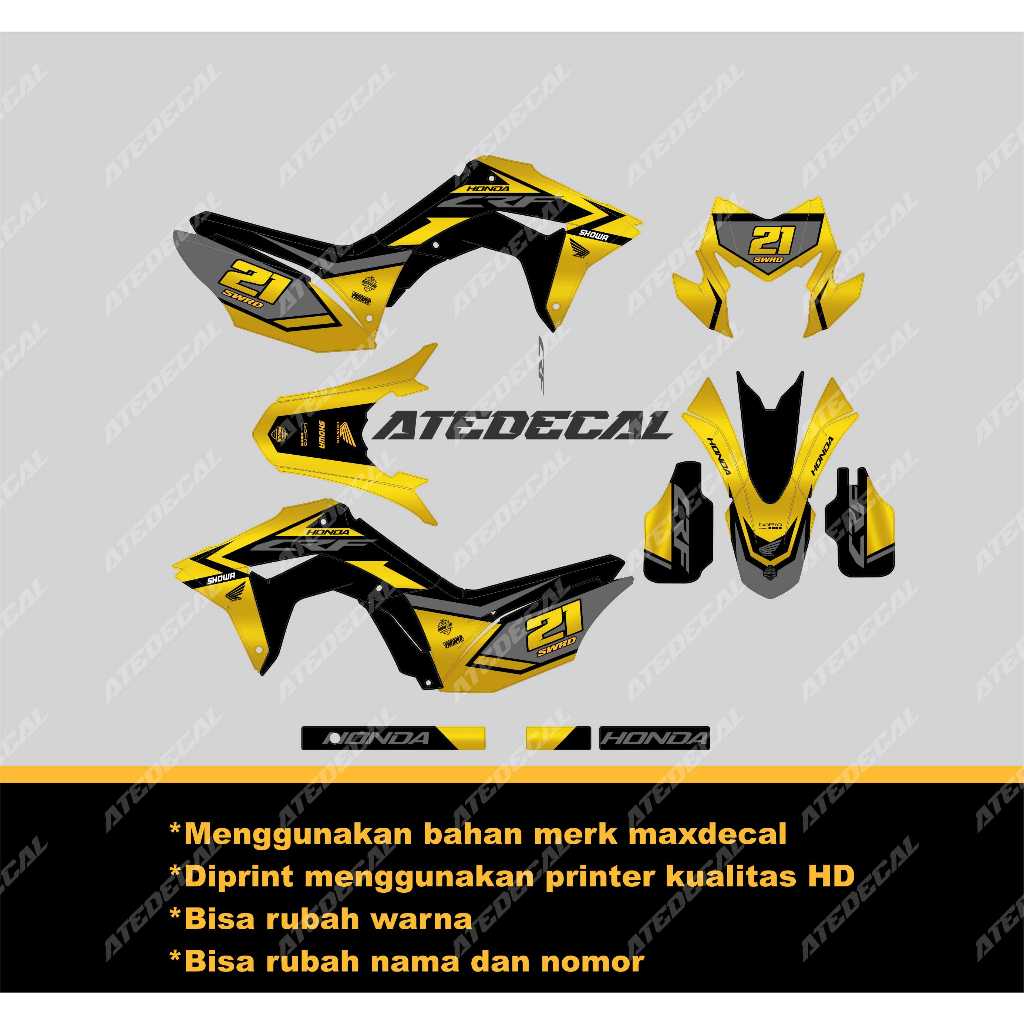 Decal Honda CRF 150 Hitam Gold Crome
