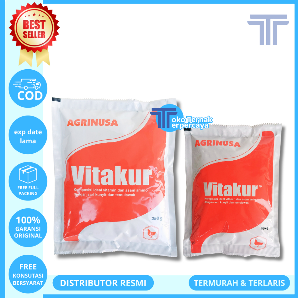 VITAKUR 250 gram & VITAKUR 100 gram - Vitamin Ayam Herbal Kunyit Temulawak Nambah nafsu makan dan na